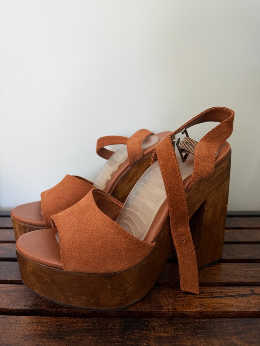 Lulu's Rust Suede Platform Heels - Picture 2 of 4